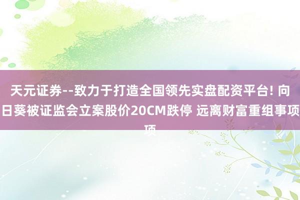 天元证券--致力于打造全国领先实盘配资平台! 向日葵被证监会立案股价20CM跌停 远离财富重组事项