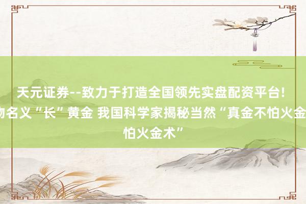 天元证券--致力于打造全国领先实盘配资平台! 矿物名义“长”黄金 我国科学家揭秘当然“真金不怕火金术”