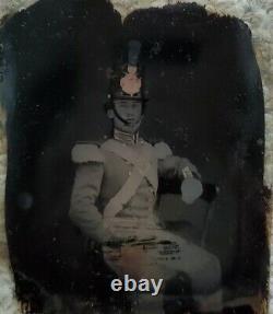 1/6 Ambrotype Civil War Soldier New York Antique Photo Old Picture Full Case