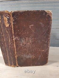 1827 HOLY BIBLE antique PRE CIVIL WAR leather AMERICAN BIBLE SOCIETY old