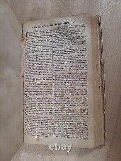 1827 HOLY BIBLE antique PRE CIVIL WAR leather AMERICAN BIBLE SOCIETY old