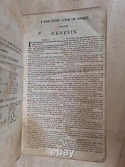 1829 HOLY BIBLE antique PRE CIVIL WAR leather AMERICAN BIBLE SOCIETY old