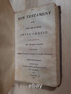 1829 HOLY BIBLE antique PRE CIVIL WAR leather AMERICAN BIBLE SOCIETY old