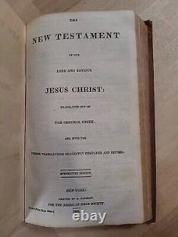 1832 HOLY BIBLE antique PRE CIVIL WAR ERA leather AMERICAN BIBLE SOCIETY old