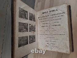 1839 HOLY BIBLE antique ROBINSON AND FRANKLIN antique PRE CIVIL WAR family OLD