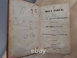 1842 HOLY BIBLE antique PRE CIVIL WAR ERA leather AMERICAN BIBLE SOCIETY old