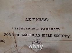 1842 HOLY BIBLE antique PRE CIVIL WAR ERA leather AMERICAN BIBLE SOCIETY old