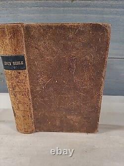 1844 HOLY BIBLE antique PRE CIVIL WAR leather AMERICAN BIBLE SOCIETY old FANSHAW