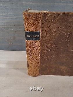 1844 HOLY BIBLE antique PRE CIVIL WAR leather AMERICAN BIBLE SOCIETY old FANSHAW