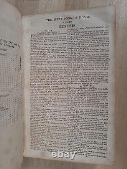 1844 HOLY BIBLE antique PRE CIVIL WAR leather AMERICAN BIBLE SOCIETY old FANSHAW