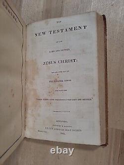 1844 HOLY BIBLE antique PRE CIVIL WAR leather AMERICAN BIBLE SOCIETY old FANSHAW