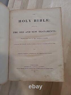 1846 HOLY BIBLE antique METHODIST leather PRE CIVIL WAR