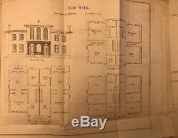 1848 Drawing US Navy New York Brooklyn Navy Yard Officers Dwellings Antique