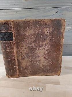 1848 HOLY BIBLE antique PRE CIVIL WAR leather AMERICAN BIBLE SOCIETY large OLD