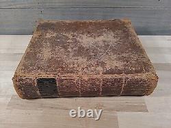 1848 HOLY BIBLE antique PRE CIVIL WAR leather AMERICAN BIBLE SOCIETY large OLD