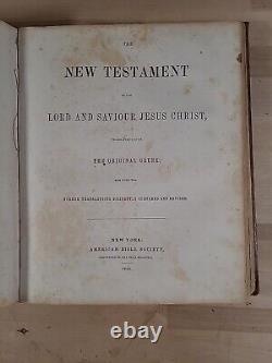 1848 HOLY BIBLE antique PRE CIVIL WAR leather AMERICAN BIBLE SOCIETY large OLD