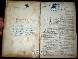 1849 HOLY BIBLE Antique AMERICAN Ingersoll FAMILY Civil War 10th NY INDIAN Psalm