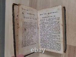 1849 NEW TESTAMENT german PRE CIVIL WAR leather AMERICAN BIBLE SOCIETY antique