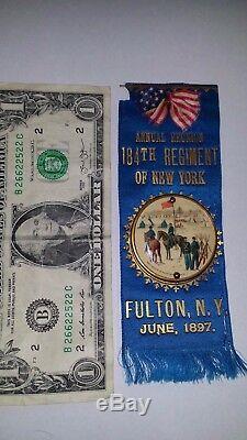 184th REGIMENT NEW YORK NY CIVIL WAR BUTTON RIBBON 1897 WHITEHEAD HOAG ER
