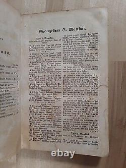 1855 NEW TESTAMENT german PRE CIVIL WAR leather AMERICAN BIBLE SOCIETY antique