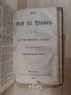 1855 NEW TESTAMENT german PRE CIVIL WAR leather AMERICAN BIBLE SOCIETY antique