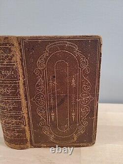 1856 HOLY BIBLE antique CIVIL WAR ERA leather AMERICAN BIBLE SOCIETY old