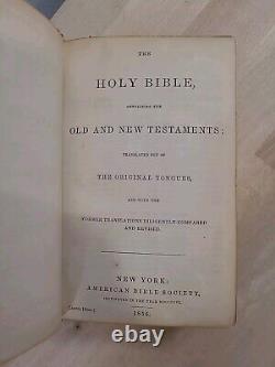 1856 HOLY BIBLE antique CIVIL WAR ERA leather AMERICAN BIBLE SOCIETY old