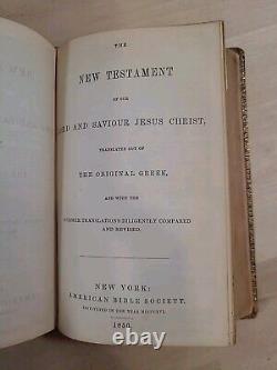 1856 HOLY BIBLE antique CIVIL WAR ERA leather AMERICAN BIBLE SOCIETY old