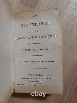 1857 NEW TESTAMENT 7th MAINE INFANTRY REGIMENT rare CIVIL WAR ERA leather OLD