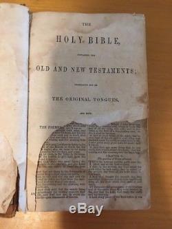 1857 Pre Civil War Bible NY Incredible Family History American Bible Society