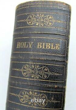 1858 BIBLE pre-CIVIL WAR OLD & NEW TESTAMENT antique NY Americana in ENGLISH