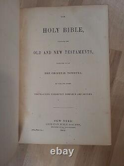 1859 HOLY BIBLE royal octavo AMERICAN BIBLE SOCIETY rare CIVIL WAR ERA antique