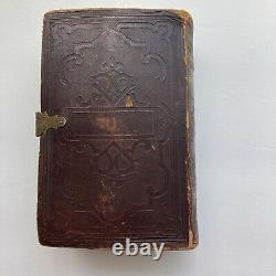 1860 BIBLE BY AMERICAN BIBLE SOCIETY Civil War Era Embossed Leather, Small