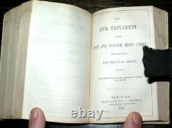 1860 HOLY BIBLE Civil War AMERICAN Leather ANTIQUE Pocket SOLDIER Noble FAMILY