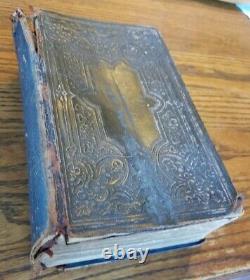 1860 Lincoln Civil War era Holy Bible Antique embossed leather cover ABS Jesus