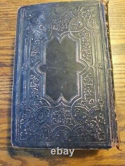 1860 Lincoln Civil War era Holy Bible Antique embossed leather cover ABS Jesus
