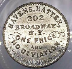 (1860's) J HAVENS NY630AIa/1e (R-6) HATTER NEW YORK CIVIL WAR TOKEN