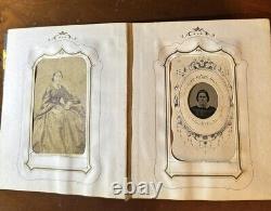 1860s 1870s Photo Album with Some CDV Tintype & Civil War Tax Stamps