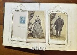 1860s 1870s Photo Album with Some CDV Tintype & Civil War Tax Stamps