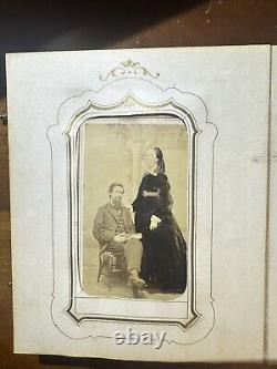 1860s 1870s Photo Album with Some CDV Tintype & Civil War Tax Stamps