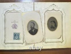 1860s 1870s Photo Album with Some CDV Tintype & Civil War Tax Stamps