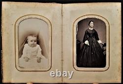1860s antique PHOTOGRAPH ALBUM CIVIL WAR SOLDIER morris ny CRUTTENDEN BUNDY