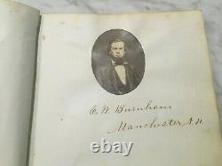 1861-1880 AUTOGRAPH BOOK withCDV Photos Gettysburg CIVIL WAR SURGEON Red Leather