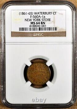 1861-65 NGC MS64 BN F-560A-1a New York Store Waterbury, CT Civil War Store Card