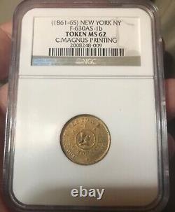 (1861-65) New York civil war token, C. Magnus Printing, Scarce