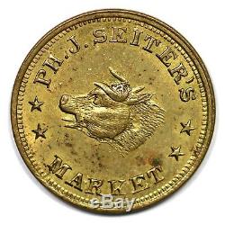 (1861-65) PH J Seiter's Market Store Card NY Brass Civil War Token