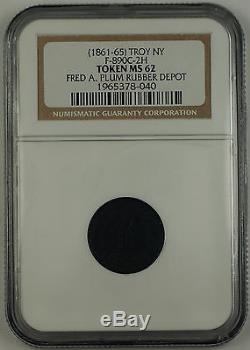 1861-65 Troy NY 1 Cent Civil War Store Token F-890C-2H NGC MS-62 Fred A Plum