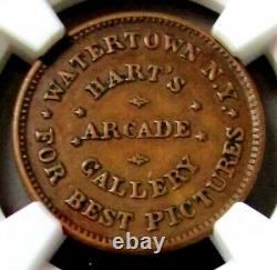 1861-65 WATERTOWN NY HART'S ARCADE F-945A-2a NGC AU 58 BN