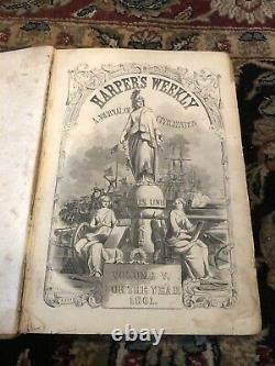 1861 Harper's Weekly Bound full year Civil War, Lincoln, Thomas Nast, etc