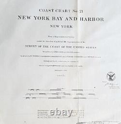 1861 US Survey Large Antique Civil War Map of New York City & Surrounding Areas